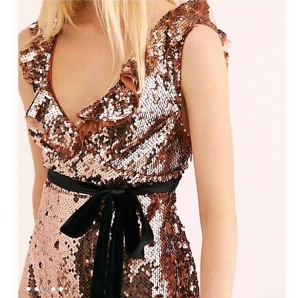 Free People Mini Siren Bronze Sequin Dress - 4 - Picture 8 of 8